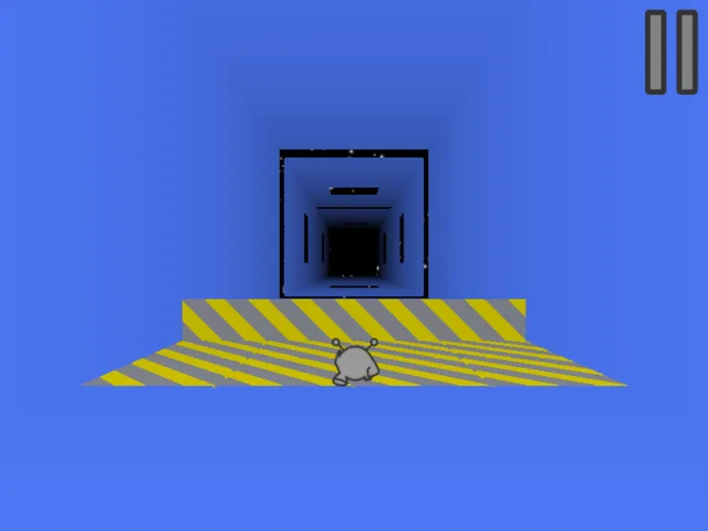 Run 3 gameplay: the tunnel rotated after running onto a side wall, gravity now pointing at the new floor